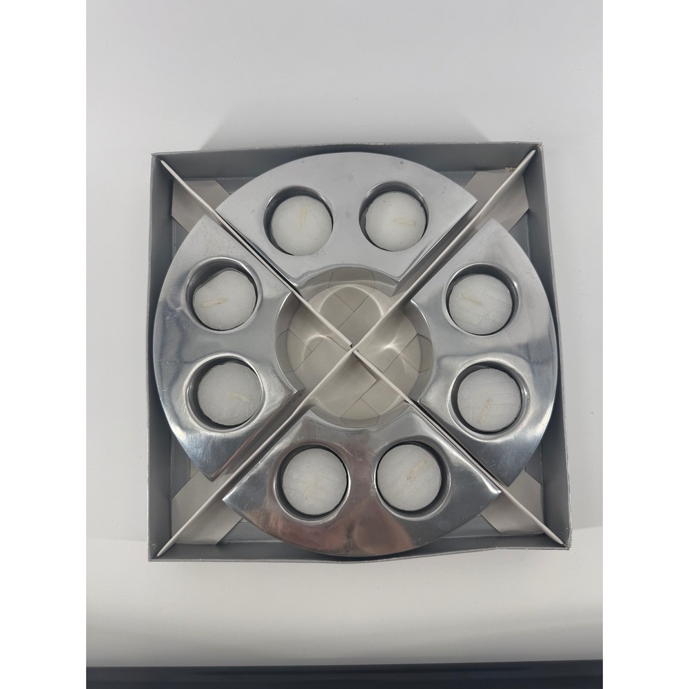 Crate & Barrel Aluminum Tealight Candle Holders Set of 4 Patio Umbrella Ring